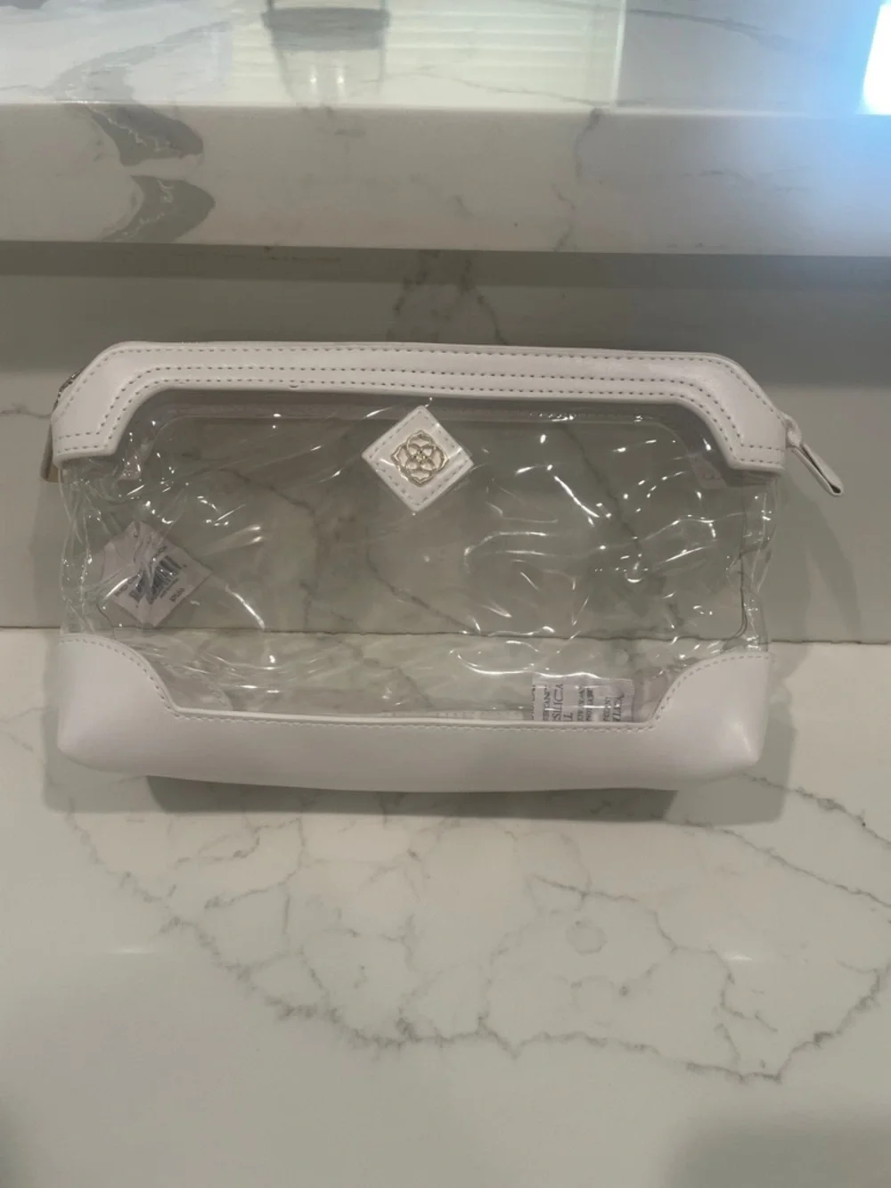 Kendra Scott White and Gold Patterned Cosmetic Pouch Duo